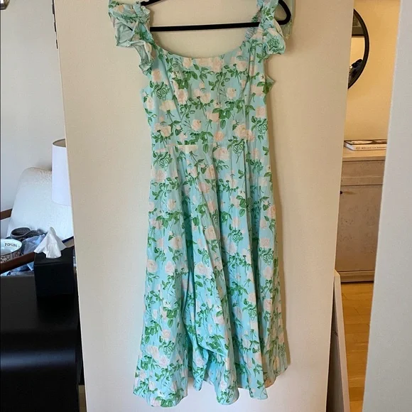 Hill House Daphne Dress in Blue Roses Nap Dress Cotton Floral Green Pink Size L - Picture 7 of 11
